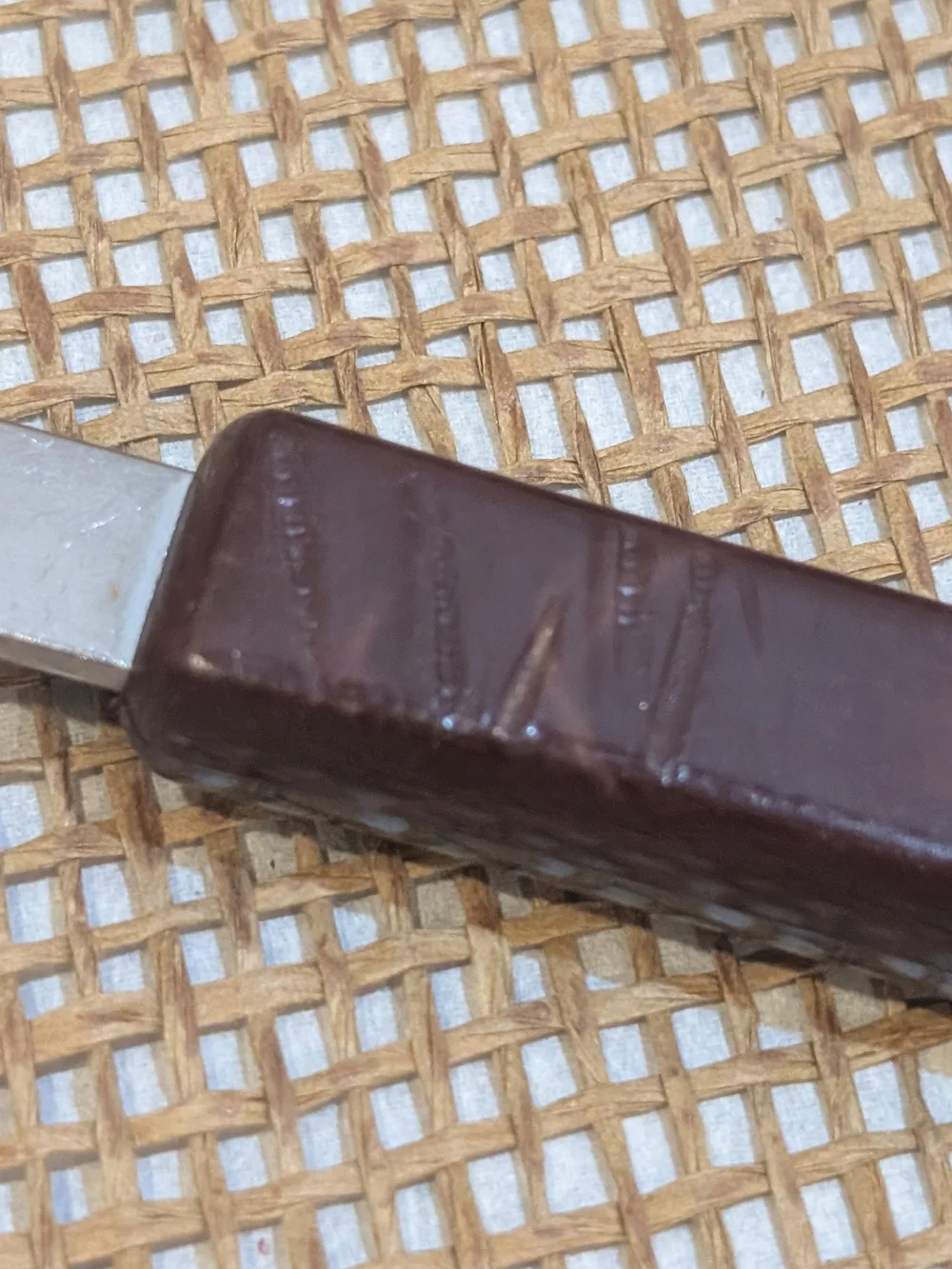 Vintage Stanhome Slotted Metal Turner with Marbled Brown Handle